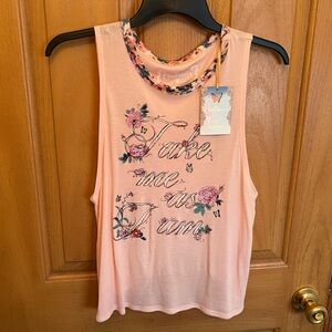 LC Lauren Conrad Pink Floral Graphic Tee